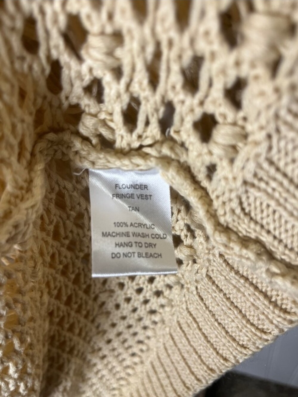 PPLA Flounder Fringe Vest Knit Boho Sleeveless Duster in Cream Size Medium - Picture 13 of 14